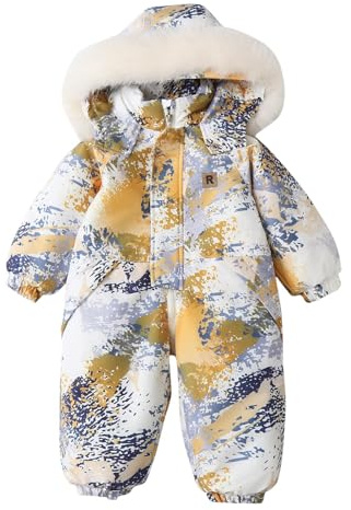 Combinaison de Ski Enfant Garçon à Capuche Imperméables Coupe-Vent Vêtements de Ski Fille Chaude Combinaisons de Neige Hiver Salopettes Veste Snowsuit Jumpsuit de Sports Coupe-Vent Garçon 1-5 Ans