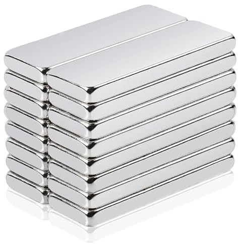 16 Pezzo Magneti al Neodimio, Magneti Rettangolari 40x10x5mm, Forte Magnete di Terre rare per Frigoriferi, Magneti al neodimio, Uffici, Lavagna Magnetica