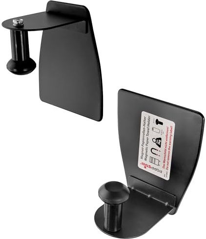 Poppstar Porte-rouleau de Cuisine Magnétique, 2 Pièces, Fort, Matériau : Acier, Force d'adhérence jusqu'à 2 kg, Couleur : Noir