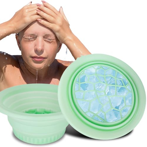 Aizami Facial Ice Bath, Collapsible Bowl for Face Ice Bath with Built-in Icetray | Facial Ice Therapy for Acne Relief, Vagus Nerve Stimulation, and Pore Shrinking (Green)