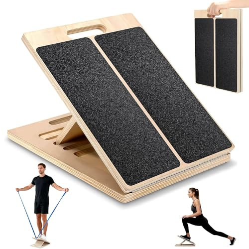 yivom Tavola Inclinata Regolabile in Legno per Stretching Polpacci, Pedana Slant Board Antiscivolo con 5 Angoli Regolabili, Tavola per Squat, Stretching Tallone Caviglia Tendine d'Achille