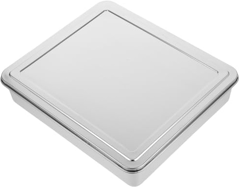 Housoutil Molde para Hornear Rectangular de Acero Inoxidable 33x28x6 Cm con Tapa, Bandeja para Lasaña y Tiramisú, Utensilio de Cocina Versátil para Repostería y Postres, Bandeja Resistente