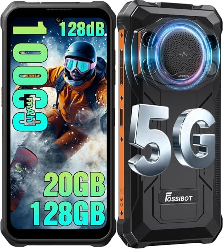 FOSSiBOT F110Pro 5G-10000mAh Rugged Smartphone, 128dB Altoparlante Telefono Indistruttibile, MediaTek Dimensity 6300+, 20GB+128GB/2TB Android 15 cellulare 6.75, 50MP AI Fotocamera, 5G Dual SIM