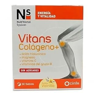 N+S VITANS COLAGENO+ VAINILLA 30 SOBRES PARA2, blanco