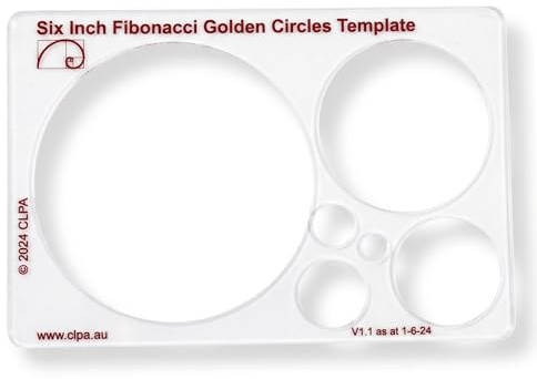 Fibonacci 6 Circle Drawing Template, Golden Ratio Stencil