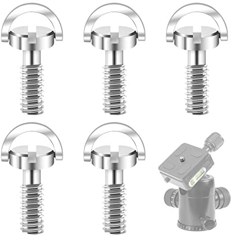 1/4 Zoll (Ø11mm*H21mm) Kamera Befestigungsschraube 5 Stück D Ring Kamera Schraube Edelstahl Stativschraube Adapter für Kamera Stativ Einbeinstativ Schnellwechselplatte Kameraschraube (Silber)