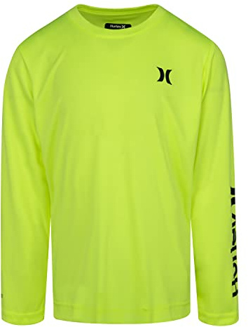 Hurley Boys Long Sleeve Rash Guard Shirt, Volt, L