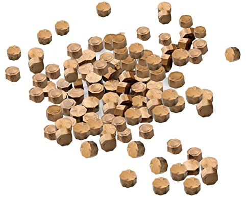 Sellado de perlas de cera,Cera de sellado octogonal,Derretir cera de sellado,Ceras adhesivas,Vintage,Sello,Decoración,Cuchara de cera,Manualidades,Letras(Bronce,100 piezas)