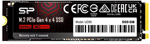 Silicon Power 500GB UD90 NVMe 4.0 Gen4 PCIe M.2 SSD R/W up to 5.000/3.850 MB/s (SP500GBP44UD9005)
