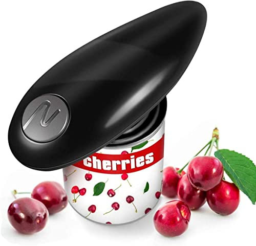 AUIFFER Artrite, anziani e cuochi con un apriscatole automatico elettrico solo premendo un pulsante, piatto liscio, adatto per tutte le dimensioni, 2022 Nuovo nero lucido