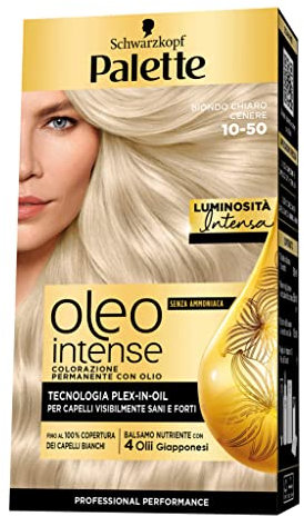Schwarzkopf Palette Oleo, colorazione permanente copertura professionale capelli bianchi, 1-5 Biondo Chiaro Cenere, confezione singola