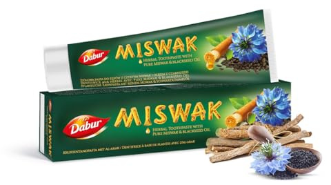 Dabur Miswak Blackseed Toothpaste - 100gm | for Healthy Gums | Herbal Toothpaste with Pure Miswak Extract & Blackseed Blend, Natural Oral Care for Fresh Breath, 100 ml (Pack of 1)