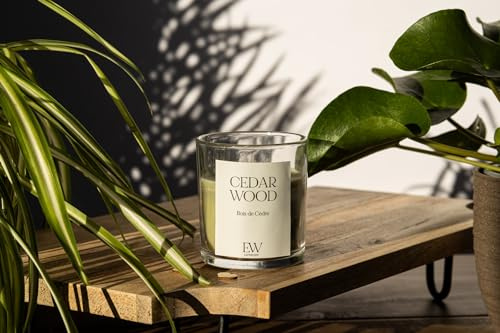 Marco Paul Cedarwood Scented Candle Gift - Luxury Soy Wax Small Candle with Long Burning Single Wick - Votive Style Home Fragrance for Christmas Décor, Weddings, Parties & Relaxing Candle Gifts