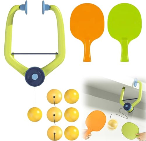 Hanging Table Tennis Trainer Portable Set, 1 Pcs Trainer 6 Balls Door Pong Game for Kids with Racket and Balls, Adjustable Hanging Table Tennis Trainer
