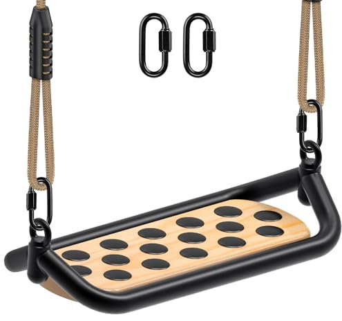 Dolibest Swing Seat, Kids Swing Wooden Swing Wide Adults Board Indoor/Outdoor with Heavy Duty Steel Tube Frame & Adjustable 150-200cm Rope for Baby/Teens, up to 500lbs