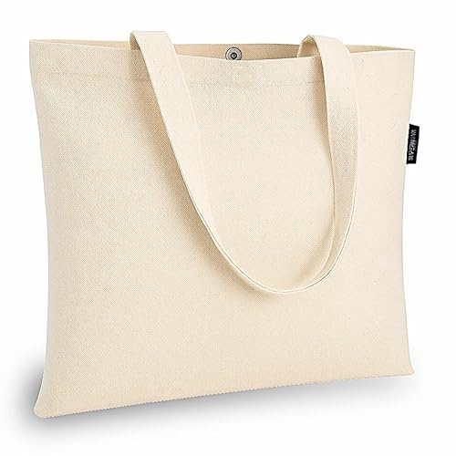 SUPERNOVA Lifestyle Premium 10oz (340gsm) 100% Natural Unbleached Cotton Canvas Tote Bag Super Strong Reusable Grocery Shopping Bag, Ideal for Painting, Embroidery, Printing