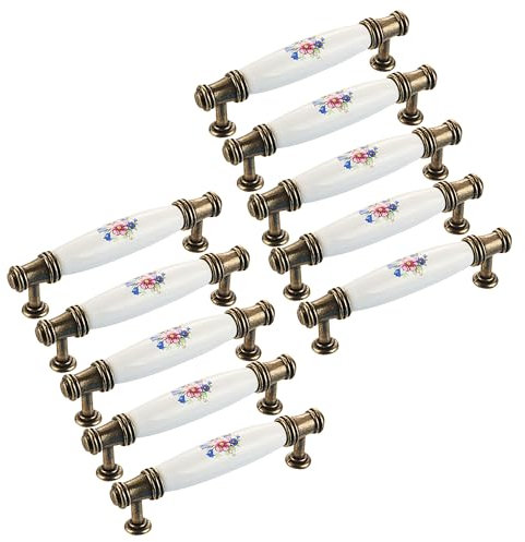 EBETA 10er Vintage Schrankgriffe Bogengriffe Keramik Griffe Türgriff Retro Möbelgriff Schubladegriff Möbelknöpfe Bohrlochabstand 96 mm