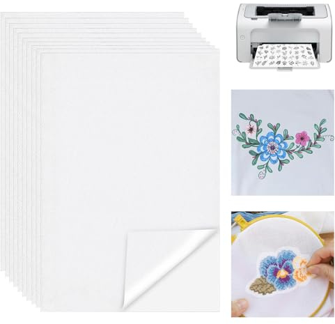 10 Pieces Water Soluble Embroidery Paper, A5 Water Soluble Stabilizer, Dissolvable Embroidery Paper, Stick and Stitch Embroidery Paper for Machine Embroidery and Hand Stitching