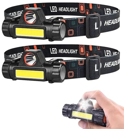 YiYFiT Lot de 2 torches rechargeables, super lumineuses, IPX6 étanche, tête réglable, pour la course, la pêche, le camping, la randonnée, enfants et adultes