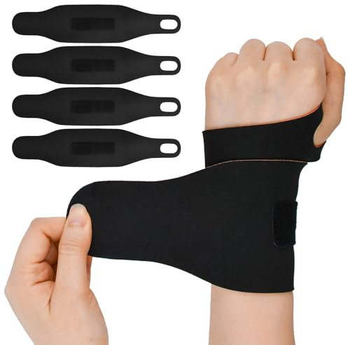 UHETLET 4 Pezzi Tutore Polso Polsini Palestra Polsiera per Tendinite Fascia da Pols o Polsiera Elastica Supporto per Polso Polsiera per Allenamento con i Pesi e Alleviare il Dolore, Nero