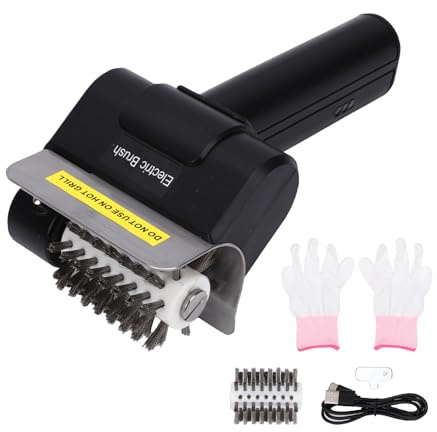 Weytoll Cepillo eléctrico para barbacoa, 1100 rpm, inalámbrico, cerdas de acero inoxidable, limpiador eléctrico para parrilla de gas, carbón, cerámica y hierro fundido, mantenimiento de barbacoa