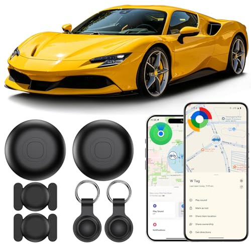 CMINGKEJI GPS Coche Localizador Pack 2 ud, Magnético Localizador GPS Android e iOS, Smart Tag sin Suscripción, Resistente al Agua (IP68), Resistente, para Moto, Cartera, Maleta Cabina