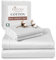 Pizuna 100% Cotton Double Bed Sheet Set White, 400 Thead Count Long Staple Cotton Bedding Set 230x280 cm, Soft Sateen 4 PC Double Bed Sheet Set - Fitted Sheet, Flat Sheet & 2 Pillowcases