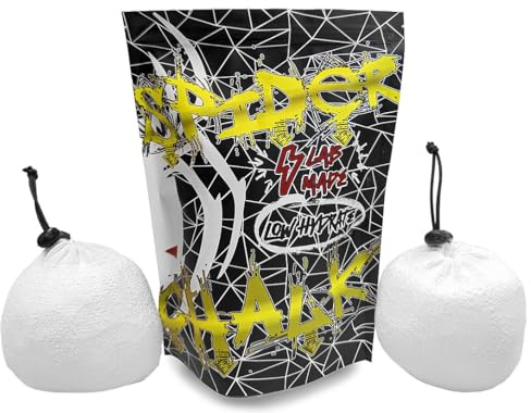 SPIDER CHALK Refillable Climbing Chalk Ball 2-Pack, 3oz Each - Lab-Grade Premium Chalk for Powerlifting, Weightlifting, Extra Large 3oz Gym Chalk Sock for Improved Grip