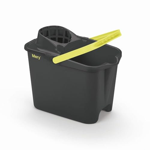 Mery | Cubo con Escurridor | Cubo para Fregar | Polipropileno | 14 Litros | Gris | Medidas: 31x25,5x39 cm
