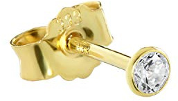 NKlaus Einzel Ohrstecker echt Gold 333er 8 Karat 3mm Cubic Kristall Zirkonia Damen Herren 0,33g 3753