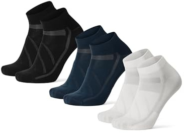 DANISH ENDURANCE Cycling Socks for summer, Breathable Ankle Length Road Cycling Socks, for Men & Women, Unisex, 3 Pack, Multicolour: 1 x White, 1 x Black, 1 x Blue, 6-8