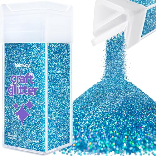 Hemway Craft Glitter Shaker Ocean Blue Holographic 130g Ultrafine | for Resin & Epoxy Crafts, Christmas Art Supplies, Nail, Body, Face, Eye, Festival, Crafting, Slime, Sparkle