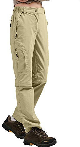 Jessie Kidden Walking Trousers Women Cargo Pants Waterproof Summer Lightweight Quick Dry Convertible Stretch Outdoor Casual UPF 50 Running Cycling Zip Off Capri #6601F-Light Khaki-32 (US 12)