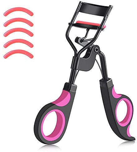 Wimpernzange Schwarzer Griff Wimpernzange Griff Werkzeuge mit 5 Ersatz-Silikon-Nachfüllpads für Make-up Kosmetik