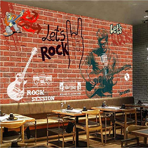 Fotomural Papel Tapiz Personalizado 3D Mural Retro Pared De Ladrillo Rock Bar Ktv Restaurante Sofá Fondo Papel Tapiz-150 * 105Cm