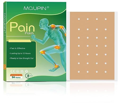 Patchs anti-douleur Patchs chauffants Taille plus grande 24 PCS, Pansement anti-douleur 12 heures Soulagement de la douleur de longue durée pour le dos Genou Articulation Muscle Douleur, 9 * 12cm