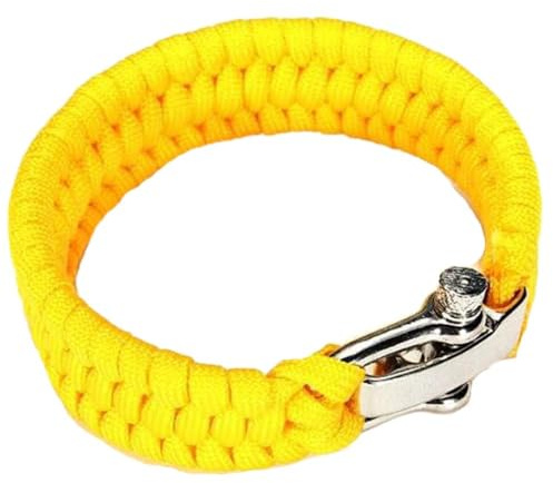 SagaSave Outdoor Paracord Survival Bracelet, Emergency Rescue Parachute Rope Bracelet with Adjustable Buckle for Travelling, Camping and Hiking (Yellow)