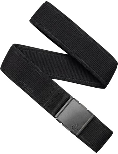 Arcade Belts A2 Unisex Gürtel: Elastischer Stretch, Metallfreie Schnalle, Atlas Schwarz, Standardgröße (bis zu 102 cm); 3,8 cm breit