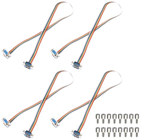 sourcing map 4 Pcs IDC Serial Cable Rainbow Wire Flat Ribbon Cable DB9 Male to DB9 Female 19.7 Inch Length 2.54mm Pitch Breadboard Jumper Wires for Electronic Projects