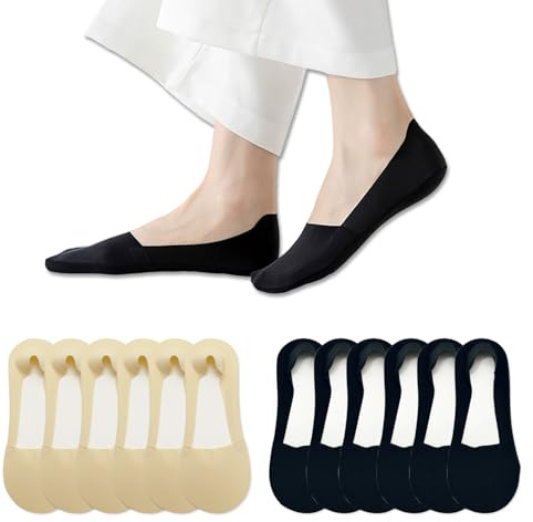 Bliceon 6 Pairs No Show Trainer Socks for Women - Non-Slip Invisible Low Cut Liner Footies - Lightweight Silk Sock for Canvas Loafers