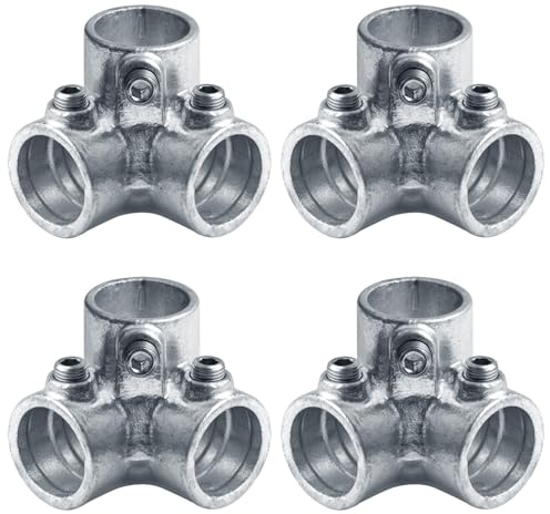 eoere 4 PCS Structural Pipe Fitting, 3 Way Corner Elbow Connector Fits 1 (OD 1.315) Galvanized Pipe