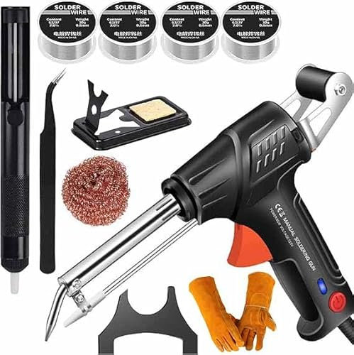 Outil de soudage laser à chauffage interne industriel industriel machine de soudage laser automatique filaire fer à souder pour plusieurs métaux avec 4 rouleaux de fil métallique de rechange (noir)