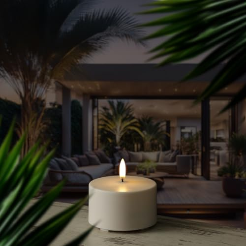 MARELIDA LED Kerze Outdoor Piffany UYUNI Lighting mit flackernder Flamme Stumpenkerze aus Kunststoff für Innen/Außen Timerfunktion dimmbar weiß (Höhe: 5cm)