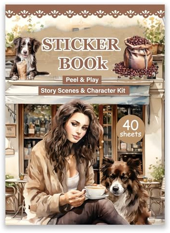 Sticker Book-341er Stickerbuch Set für Erwachsene inkl. 10 Scrapbook-Papiere – Großes Journaling Zubehör Kit mit Romantischen Motiven, Lesenden Charakteren & Damen – Bullet Journal, Tagebuch & Basteln