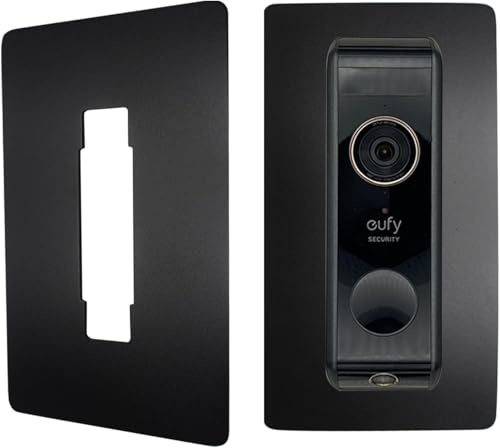 Placa frontal de acero inoxidable para timbre Eufy Video Doorbell E340, 2K HD, S330, Slim - Soporte robusto y cuchilla de accesorios para timbre (negro)