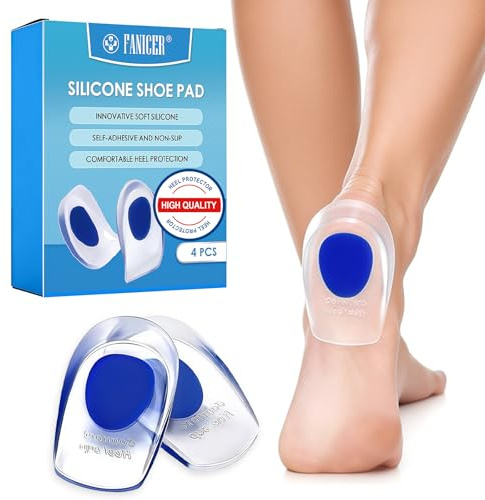2 paia Talloniera in Silicone (Large, Blu), Talloniera in Silicone, Dolore Alleviare Cuscinetti per Tallone, Alleviare fascite plantare, Protezione del tallone, Unisex