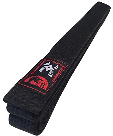 Budodrake Schwarzgurt 4 cm breit, Karate Judo Taekwondo Aikido schwarzer Gürtel (300)