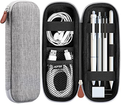 AGPTEK Case Holder for Apple Pencil, Premium Carrying Case for Stylus iPad Pro Pen, Pencil, Samsung, Huawei, Apple Pen Accessories, USB Cable, Earphone, Fountain Pen, Gray