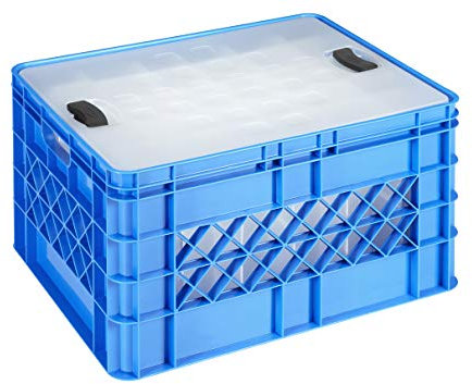 Sunware Square Gläserkiste - 52 Liter - Mit Deckel - für 60 Bier- oder Limonadegläser - Blau