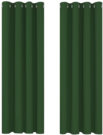 Deconovo Green Curtains Bedroom Thermal Insulated Eyelet Blackout Curtains 46 x 72 Inch Forest Green Two Panels